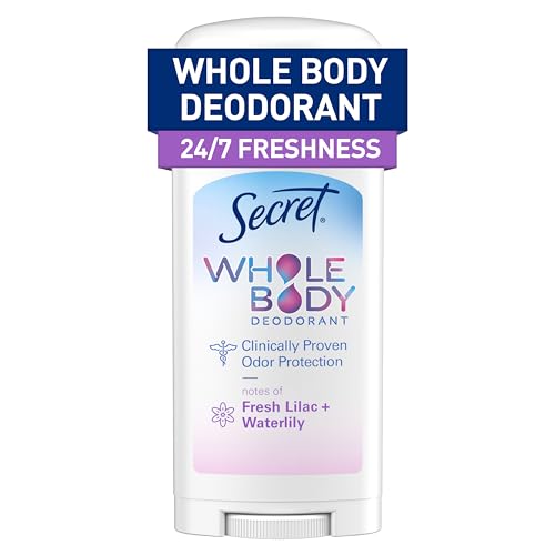 Secret Whole Body Deodorant Stick for Women, Lilac & Waterlily Scent, Aluminum Free Deodorant Stick, 72 HR Odor Protection, 2.4 oz
