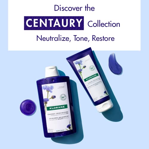 Klorane Shampoo with Centaury - Brightens Blonde, Platinum, Silver, Gray or White Hair - Neutralizes Unwanted Yellow, Brassy, and Copper Tones - Paraben, Silicone and Sulfate-Free - 13.5 fl. oz.