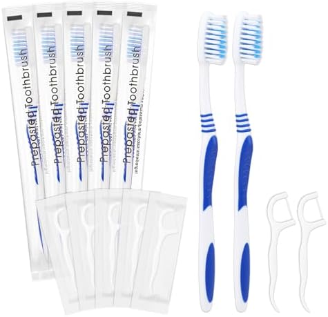 200 Prepasted Disposable Toothbrushes with Dental Floss Individually Wrapped Pre Pasted Toothbrushes Soft Bristle Travel Tooth Brush Single Use Wrapped for Hotel, Camping, Travel, Homeless