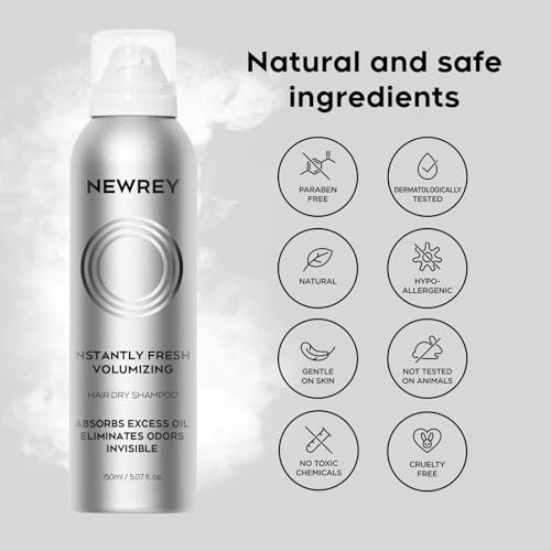 Dry Shampoo Spray for Women & Men - Freshens hair, Residue-Free, Volumizing Formula with Rice Starch - Absorbs Oil, Eliminates Odors - 5.07 oz