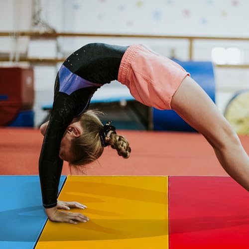 BalanceFrom All Purpose 4'x10'x2" Extra Thick High Density Anti Tear Gymnastics Gym Folding Exercise Aerobics Mats, Multi-Color