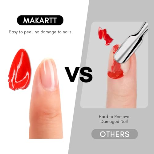 Makartt Gel Polish Peel Off Base Gel- 15ml x 2, UV LED Nail Lamp Needed Peelable Base Coat, No Filing or Soaking Required, Easy Removal for Nail Practice Beginners DIY Manicures at Home