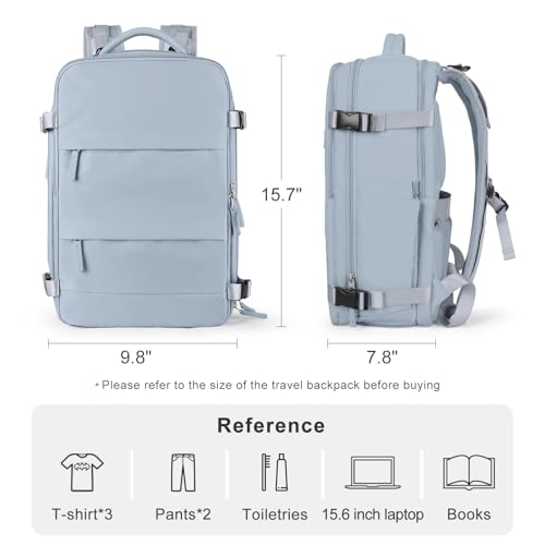 coofay Travel Backpack Carry on Flight Approved Mochila De Viaje Carry on Backpack for Airplanes Spirit Airlines Personal Item Bag 18x14x8 Inches Travel Bag Traveling Backpack for Women Men Grey Blue