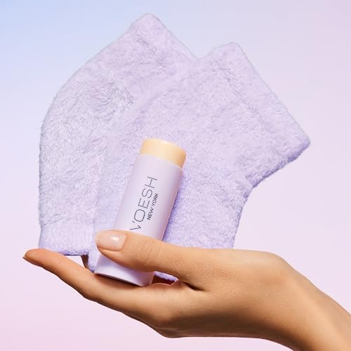 VOESH Heel Repair Duo, Solemate Heel Repair Balm & Moisturizing Heel Socks, Cracked Heel Stick Balm, Foot Care for Men & Women, at-Home Foot Care, Fuzzy Heel Socks, Toeless Spa Socks - Lavender