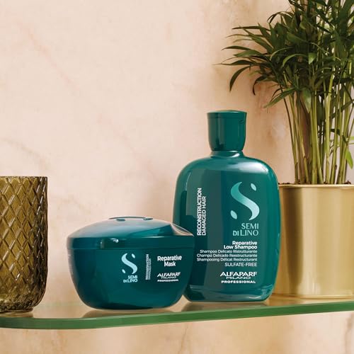 Alfaparf Milano Semi di Lino Reconstruction Reparative Shampoo and Mask Set - Sulfate Free Shampoo and Hair Mask for Damaged Hair - Repairs, Reconstructs, Strengthens - Adds Shine and Softness
