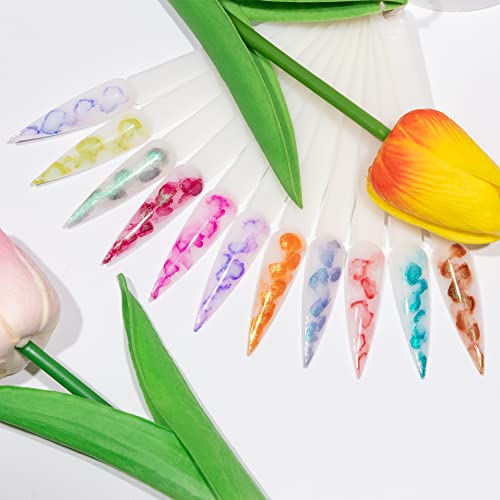 Blooming Watercolor Ink Nail Polish Marble Nail Polish Flower Blossom Nails for Spreading Marble Effect Manicure 12 Colors 7ml(0.25fl oz)