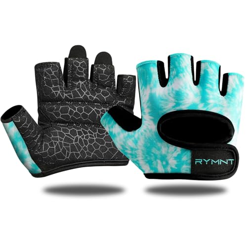 RYMNT Minimal Weight Lifting Gloves,Short Micro Workout Gloves Grip Pads with Full Palm Protection & Extra Grip for Men Women Weightlifting,Gym,Exercise Training.Tie Dye LV-Small