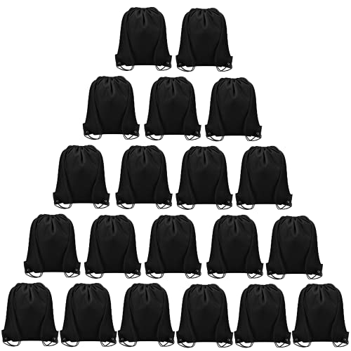 Vorspack Drawstring Backpacks Bulk 20 Pieces String Bags Customized Bags for Party Gym Sport Trip - Black