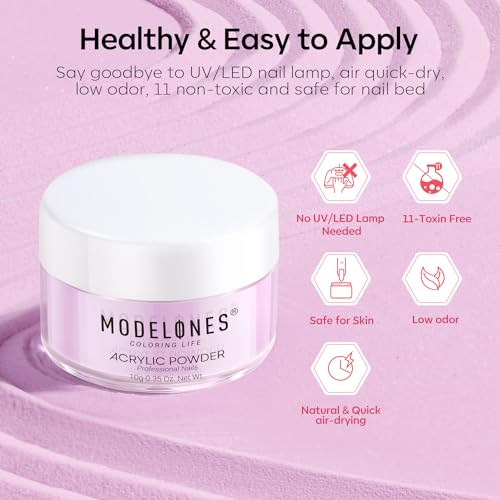 Modelones Acrylic Nail Kit - Clear/White/Pink Acrylic Powder and Liquid Set with Brush, Dehydrator and Primer, Starter Kit for Nail Extension Beginners