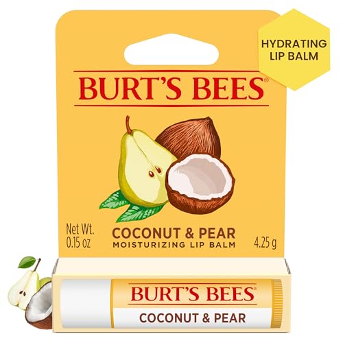 Burt's Bees Coconut and Pear Lip Balm, Lip Moisturizer With Responsibly Sourced Beeswax, Tint-Free, Natural Conditioning Lip Treatment, 1 Tube, 0.15 oz.