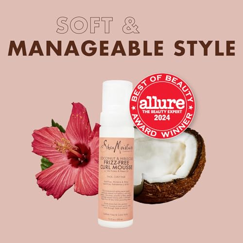SheaMoisture Curly Hair Bundle: Frizz Free Mousse 7.5 Fl Oz, Curl Enhancing Smoothie 12 Oz, Hold & Shine Mist 8 Fl Oz for Styling
