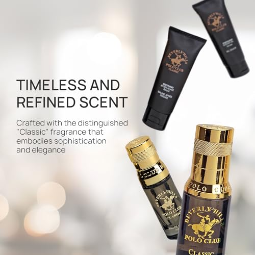 Beverly Hills Polo Club BHPC 4 Piece Economy Gift Set, with Eau De Toilette, Body Spray, After Shave & Shower Gel (Classic)