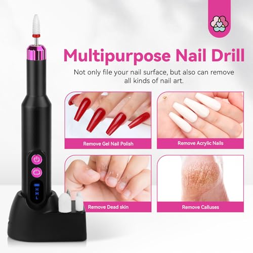 SAVILAND Electric Nail Drill Professional: 20000RPM Cordless Electric Nail File with Base Rechargeable Nail Drill for Gel Acrylic Nails Remove Polish Manicure Pedicure Salon at Home