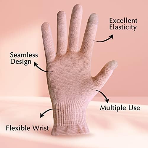 Evridwear Moisturizing Gloves for Sleeping, Cotton Gloves with Touchscreen Fingers for Dry Hands, Eczema Gloves Overnight UV Protection Gloves for Women(6 Pair S/M, Feather Weight Pink Color)