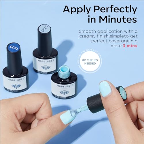 modelones Blue Gel Nail Polish Set 6 Colors, Royal Blue Sky Blue Glitter Navy Blue Nail Gel Polish Kit Light to Dark Shades Soak Off Pastel Spring Nail Art Gel Salon DIY Manicure Gift for Women Girl