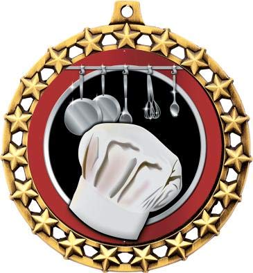 Cooking Medal, 2 1/2" Galaxy Star Chef Hat Medals, Great Cooking Awards 5 Pack Prime