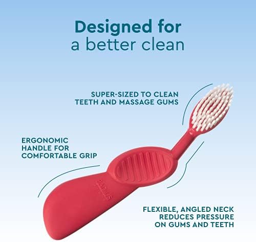 RADIUS Toothbrush, Flex Brush, Soft Bristles, Right Handed, Watermelon Brush with White Bristles, BPA Free & ADA Accepted, Pack of 1