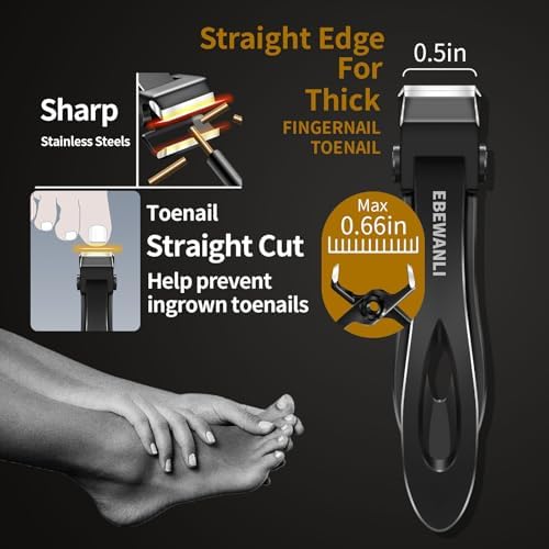 Toenail Clippers for Seniors Thick Toenails, Curved Blade Angled Nail Clippers and Straight Nail Clipper, Heavy Duty Ingrown Toenail Clippers, Large Toe Nail Cutter Clippers for Ingrown Nails