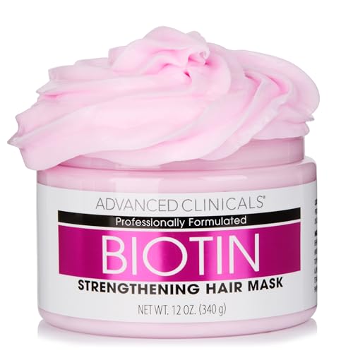 Advanced Clinicals Biotin Hair Treatment Anti-Breakage Repair Hair Mask. Strengthen Broken, Color-Treated Hair W/Repairing Deep Conditioner Manuka Honey & Caffeine, Hydrating Mask Restores Weak Hair