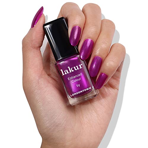 LONDONTOWN lakur Nail Polish - Chip-Resistant, Non-Toxic, Conditions & Hydrates Nails | Shimmery Grape Purple, Alexa, Let's Dance!, .40 fl oz