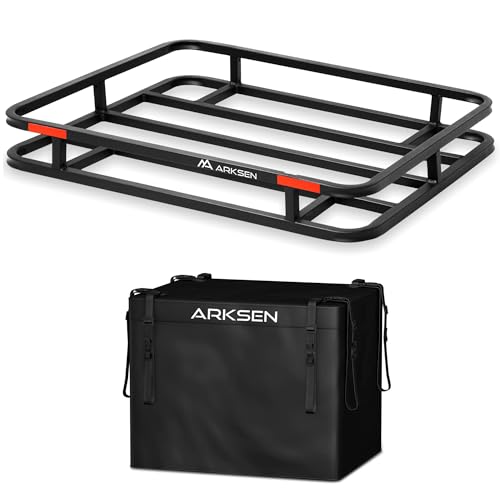 ARKSEN 32 x 26 Inch Bumper Mounted Cargo Rack Carrier 350 Lbs Heavy Duty Capacity Luggage Basket Hitch Fold Up for RV, Camping, Traveling