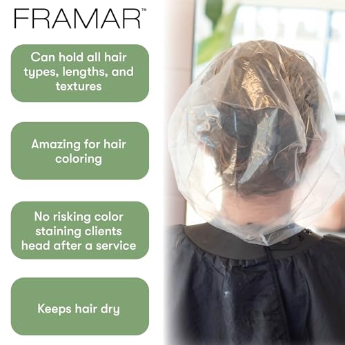 FRAMAR XL Processing Caps For Hair Color - Disposable Shower Caps For Women, Hair Coloring Cap, Processing Cap Disposable, Salon Essentials – No Elastic Trim – 50 Count