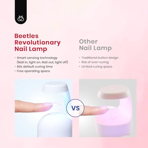 Beetles Gel Nail Kit 504Pcs Short Almond Gel Nail Tips with 9 in 1 Nail Glue Nail Extension Set Uv Led Lamp Acrylic False Tips Kit DIY Nails Art Gifts for Women