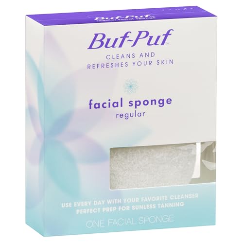 Buf-Puf Facial Sponge, Dermatologist Developed, Removes Deep Down Dirt & Makeup That Causes Breakouts and Blackheads, Reusable, Exfoliating, White, 1 Count