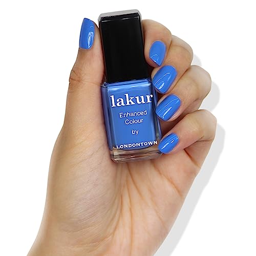 LONDONTOWN lakur Nail Polish - Chip-Resistant, Non-Toxic, Conditions & Hydrates Nails Glossy Shimmery Glittery Blue, .40 fl oz