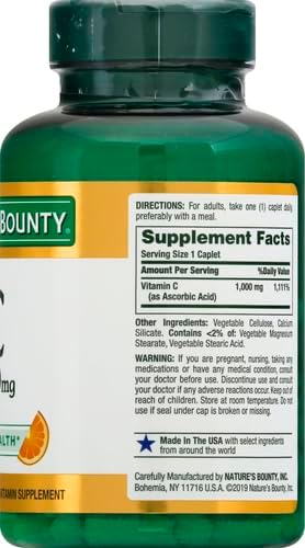 Nature's Bounty Vitamin C 1000mg, Immune Support Supplement, Powerful Antioxidant, 2 Pack, 100 Caplets