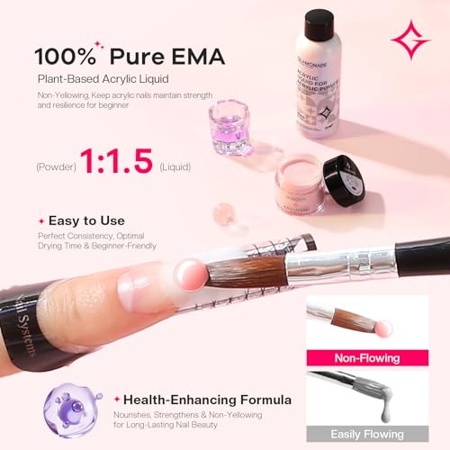 Acrylic Nail Kit with Everything: Professional Nail Kit Set for Beginners 48W Nail Lamp Complete Nail Supplies Salon