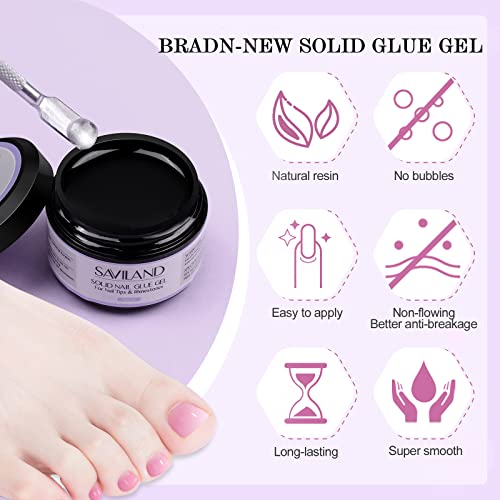 SAVILAND Toenail Tips and Solid Glue Gel: 500 PCS Clear Press on Toe Tips with Nail Glue Gel Base & Top Coat U V Light Pedicure Kit for Salon Home DIY Gift For Women