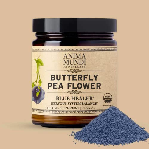 Anima Mundi Apothecary Butterfly Pea Flower Powder - Blue Healer - Use As an Organic Food Coloring or to Make Blue Butterfly Pea Flower Tea - May Support Healthy Skin & Nails (4.5 oz)