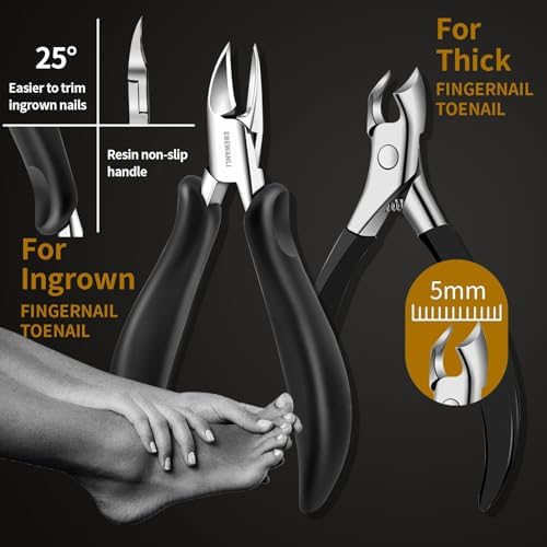 Podiatrist Toenail Clippers for Seniors Thick Toenails, Toe Nail Clippers for Thick Nails for Seniors, Straight Toe Nail Clippers for Men, Ingrown Toenail Clippers and Angled Nail Clipper Set