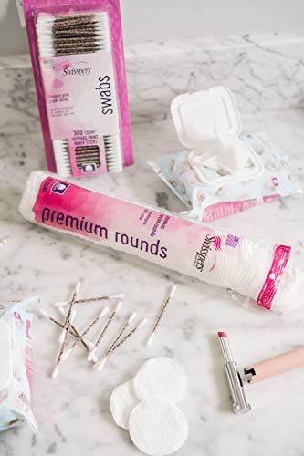 Swisspers Premium 100% Natural Cotton Rounds, Hypoallergenic, Reclosable Bags, 80-Count Bag