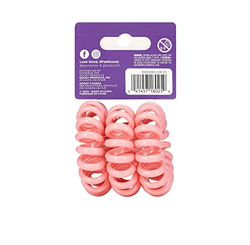 Goody Dentless Jelly Bands - Elastic Hair Coils for Long Lasting Braids, Ponytails, and More - 3 Count, Pink - Medium to Thick Hair - Hair Accessories for Women and Girls