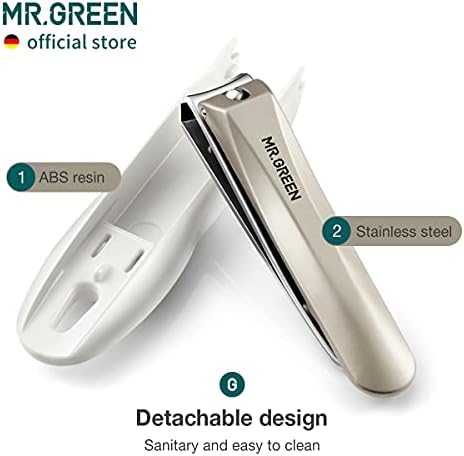 MR.GREEN Nail Clippers Anti Splash Fingernail Cutter Stainless Steel Manicure Tools Nail Scissors Detachable Design Nail Trimmer (Medium)