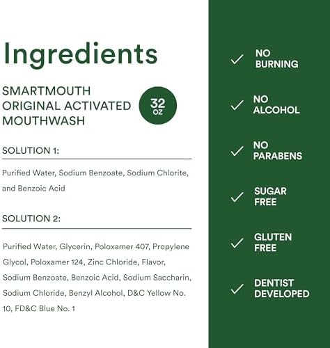 SmartMouth 2-Bottle Activated Mouthwash System with Pumps - Adult Mouthwash for Bad Breath - Twice Daily Oral Care System with Zinc Ion Technology - Fresh Mint Flavor, 32 fl oz (16 oz per Bottle)