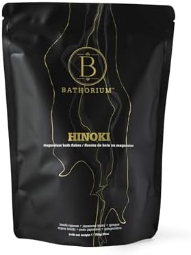 Bathorium Hinoki Mineral Magnesium Chloride Bath Flake, Relaxing Bath Soak with Japanese Hinoki, Detoxifying, pH Balanced for Women, Good for Sensitive Skin, 26 oz