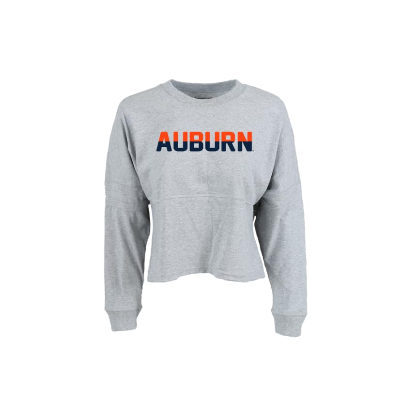 boxercraft Women's Auburn University Tigers Cropped Retro Jersey, Navy/Oxford, M