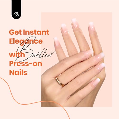 Beetles Ombre Tips Press On Nails, 16 Sizes 64 Pcs Short Pink Ombre Fake Nails, Short Square Press On Nails Extensions Gel Nail Tips Nail Art DIY Manicure Gifts for Women