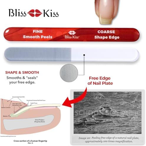 Bliss Kiss Nano Glass Nail Files & Buffer for Weak, Brittle, Peeling Nails for Women for Natural Nails with Case