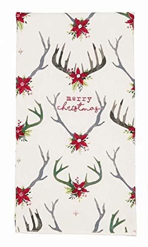 Mud Pie Christmas Kitchen Lodge Bath Deer Embellished Hand Towel 28" x 21" 41500032 (Antler)