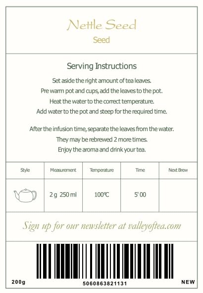 Stinging Nettle Seed Organic Quality - Urtica Dioica Seeds - 200g