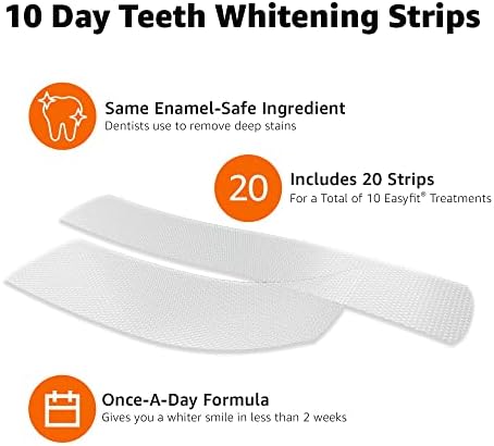 Amazon Basics 10 Day Teeth Whitening Strips Kit, 10 Treatments, 1-Pack (Previously Solimo)