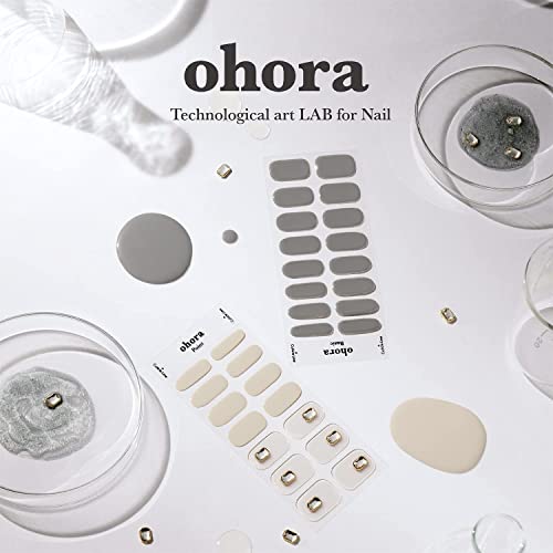 ohora Semi Cured Gel Nail Strips (P Sun Daisy) - Yellow, Patterned, Works with UV/LED Lamps, Salon-Quality, Long Lasting, Easy to Apply & Remove - Includes 2 Prep Pads, Nail File & Wooden Stick