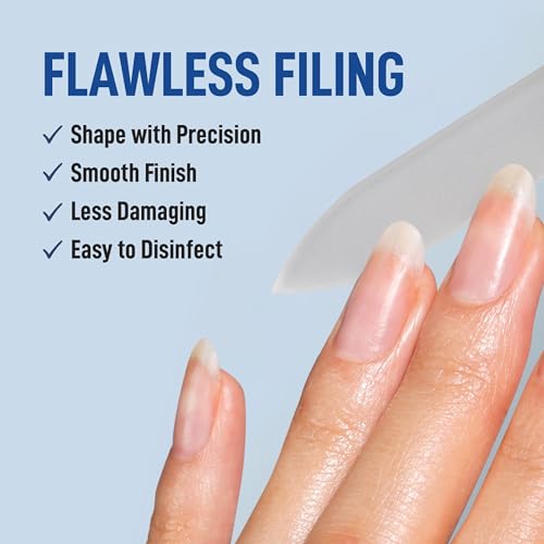 LONDONTOWN Mini Glass Double-Sided Nail File Set - Professional Travel-Sized Crystal Files with Case, Set of 3