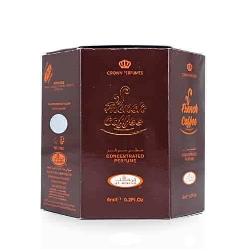 Al-Rehab French Coffee Premium Arabian Perfume Oils for Women 6ML (0.2OZ) PACK OF 6 - Long Lasting Concentrated Perfume Oil with Rich, Alluring Women's Fragrance - For Daily Wear or Special Occasions