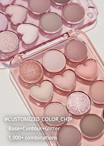 COLORGRAM Pin Point Eyeshadow Palette 02 Pink+Mauve= | Ultra-Blendable Matte, Glitter, Shimmer Shades for Daily Makeup | K-Beauty Eye Palette with Easy-to-Use Calculator Design