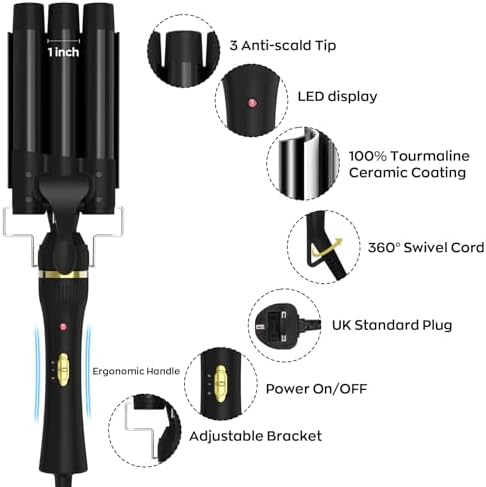 5 in 1 Wand Curling Iron, janelove Hair Curling Wand Set with 3 Barrel Hair Crimper and 4 Interchangeable Ceramic Curling Irons (0.39 "-1.25"), 2 Temps Fast Heat Hair Waver Curler for All Hair Type